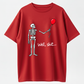 Funny Skeleton Balloon Shirt, Dark Humor Graphic Tee, Halloween Style Black Short Sleeve  Blend Top, Skeleton Gift Shirt