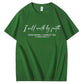 T-shirt med rund hals og I Will Walk By Faith-print