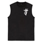 Jesus Made Me A Fisherman  Pattern Sleeveless Cotton Washed Printed Loose Vest