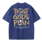 T-shirt med rund hals og mønster til vask og aldringsproces fra Stol på Guds plan