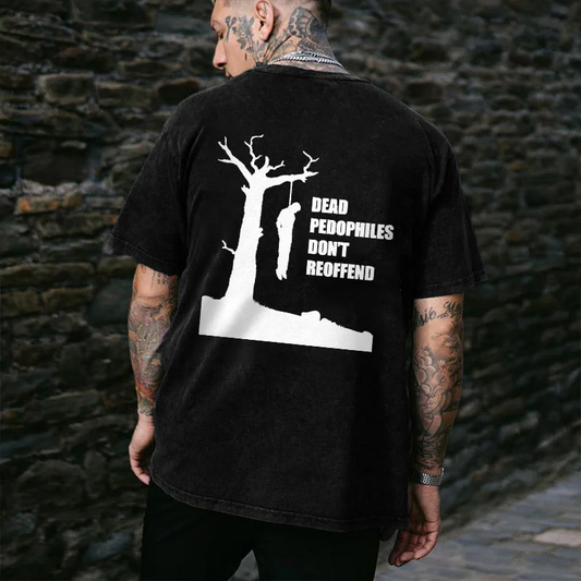 DEAD PEDOPHILES DON'T REOFFEND Black Print T-shirt