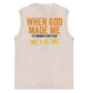 When God Made Me He Grinned And Said This'll Be Fun Pattern Sleeveless Cotton Washed Printed Loose Vest