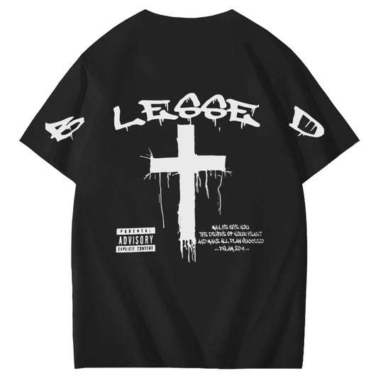 Blessed God Cross Jessus Faith Art Pattern Print T-Shirt