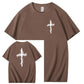Nails Cross Pattern Print Crew Neck T-Shirt