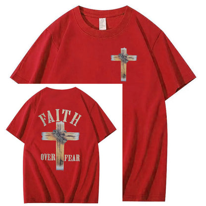 Faith Over Fear  Pattern Print 100%Cotton T-Shirt