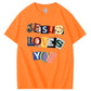 T-shirt med mønstertryk i 100% bomuld og Jesus-motiv