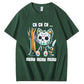 Halloween Funny  Cat Lovers Ch Ch Ch Pattern 100% Cotton  T-Shirt