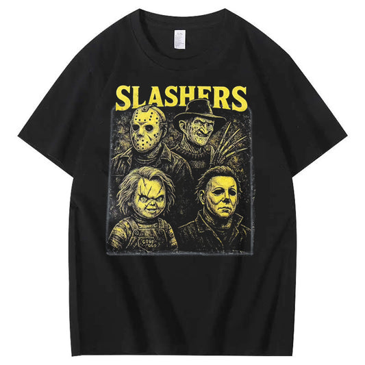 Halloween Slashers Pattern  Print 100%Cotton T-Shirt