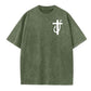 Jesus Made Me A Fisherman Pattern Washing And Aging Process Crew Neck T-Shirt