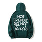 Not Friendly Do Not Touch Print, Men'S Casual Streetwear Hoodies, Comfy And Loose Hooded Pullover Top, Casual Streetwear, Fall Outfits