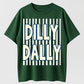 Urbntees Dilly Dally Dally Vintage Stripe Bold Text Pure Cotton T-Shirt Streetwear Style