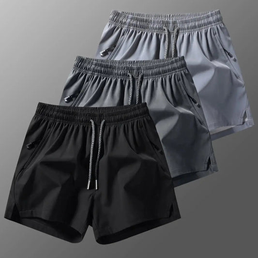3 packs Men's Plain Solid Color Drawstring Pocket Shorts, Mens Clothing, zipper pocket,beach vacationoutfit Athleisure Casual Elastic Waist Pockets Shorts for Summer Breathable Men's Athletic Bottoms for Daily Wear,Summer Shorts