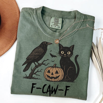 F-Caw-F Funny Crow Shirt, Black Crow Moonlit Raven Unisex T-shirt