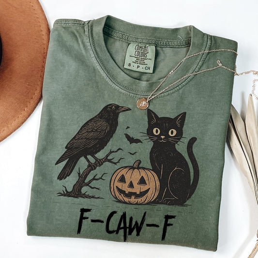 F-Caw-F Funny Crow Shirt, Black Crow Moonlit Raven Unisex T-shirt