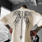 Loose Skeleton Wing Print Drop Shoulder Tee