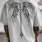 Loose Skeleton Wing Print Drop Shoulder Tee