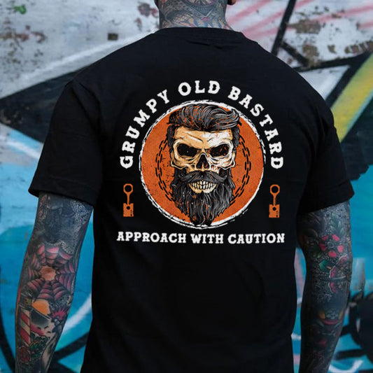 Skull Grumpy Old Bastard Approach With Caution Shirt