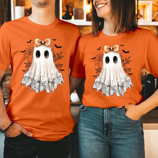 Spooky Season Boo Ghost Bow Witch Thanksgiving Funny Tops for Men, Women & Ladies