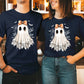 Spooky Season Boo Ghost Bow Witch Thanksgiving Funny Tops for Men, Women & Ladies