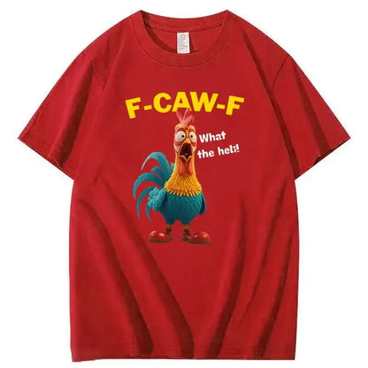 F-Caw-F What The Heli Carzy Chicken Pattern100% Cotton T-Shirt