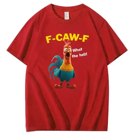 F-Caw-F What The Heli Carzy Chicken Pattern100% Cotton T-Shirt