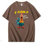 F-Caw-F What The Heli Carzy Chicken Pattern100% Cotton T-Shirt