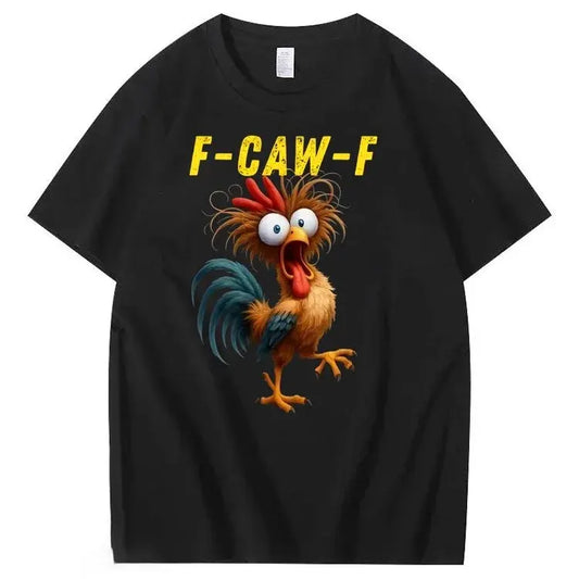 F-Caw-F Crazy Chicken Pattern100% Cotton T-Shirt