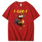 F-Caw-F Crazy Chicken Pattern100% Cotton T-Shirt