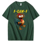 F-Caw-F Crazy Chicken Pattern100% Cotton T-Shirt