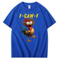 F-Caw-F Crazy Chicken Pattern100% Cotton T-Shirt