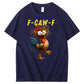 F-Caw-F Crazy Chicken Pattern100% Cotton T-Shirt