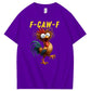F-Caw-F Crazy Chicken Pattern100% Cotton T-Shirt