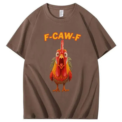 F-Caw-F Shocked Mouth Chicken Pattern100% Cotton T-Shirt