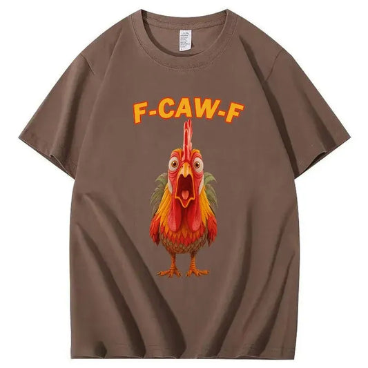 F-Caw-F Shocked Mouth Chicken Pattern100% Cotton T-Shirt