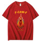 F-Caw-F Shocked Mouth Chicken Pattern100% Cotton T-Shirt