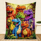 Soft Funny Throw Blanket Cute Smiling Dinosaurs HD Digital Print Flannel