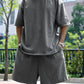 Men's Summer Casual Set, Pure Color Round Neck Short Sleeve Knit Tee & Shorts