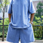 Men's Summer Casual Set, Pure Color Round Neck Short Sleeve Knit Tee & Shorts