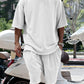 Men's Summer Casual Set, Pure Color Round Neck Short Sleeve Knit Tee & Shorts