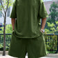 Men's Summer Casual Set, Pure Color Round Neck Short Sleeve Knit Tee & Shorts