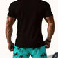Men's Summer Vacation Tropical Coconut Tree Print Round Neck Pullover T-Shirt + Drawstring Shorts Set, Casual Loose Fit Two-Piece