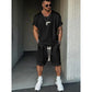 Athleisure Fusion T-Shirt Shorts Set Street Style Cotton Men's Regular Fit Below the Knee Crew Neck Drop Shoulder Casual Minimalist Summer Clothes