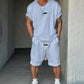 Athleisure Fusion T-Shirt Shorts Set Street Style Cotton Men's Regular Fit Below the Knee Crew Neck Drop Shoulder Casual Minimalist Summer Clothes