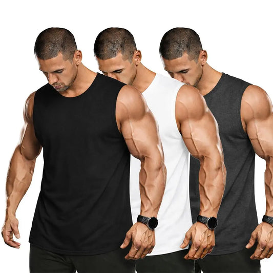 [Solid Color] 3 Pack 3 PCS Summer outfits men streetwear cotton Anime tank tops men gifts Menswear