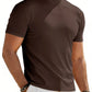 Men's Summer Solid Color Short Sleeve Fashion Tee, High Neck Slim Fit T-Shirt for Gym Casual Wear