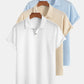 Men's Solid Color Pique Textured Knit Polo Shirt, Regular Fit Casual Short Sleeve Top for Summer, Men's Clothes for Daily Wear, Menswear