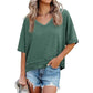 Women's Summer V Neck T Shirts Casual Short Sleeve Flowy Tops Cute Loose Fit Basic Tees Premium Blend Fabric Flattering V Neckline