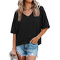 Women's Summer V Neck T Shirts Casual Short Sleeve Flowy Tops Cute Loose Fit Basic Tees Premium Blend Fabric Flattering V Neckline