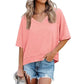 Women's Summer V Neck T Shirts Casual Short Sleeve Flowy Tops Cute Loose Fit Basic Tees Premium Blend Fabric Flattering V Neckline