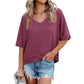 Women's Summer V Neck T Shirts Casual Short Sleeve Flowy Tops Cute Loose Fit Basic Tees Premium Blend Fabric Flattering V Neckline